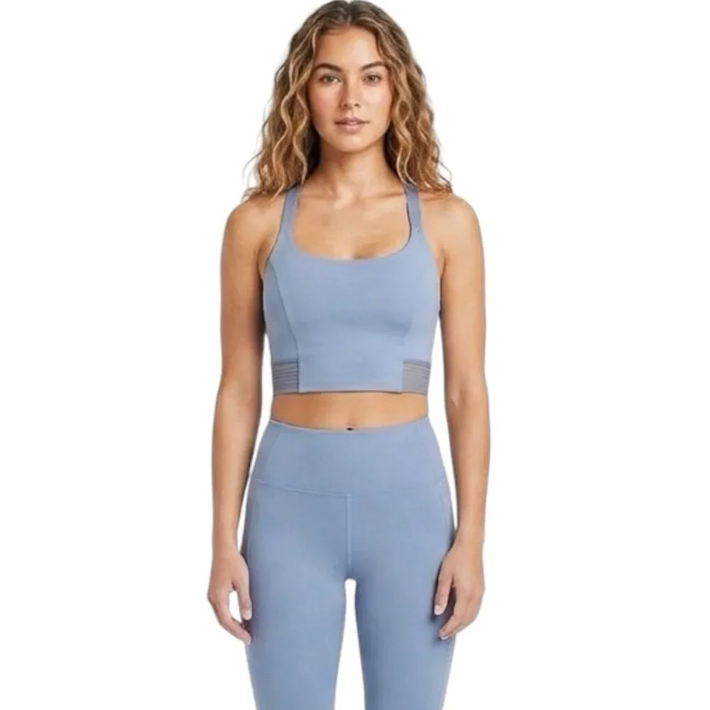 All In Motion Sports Bra Blue Gray Cropped Top Mesh Yoga Pilate Gym  Sz XXL